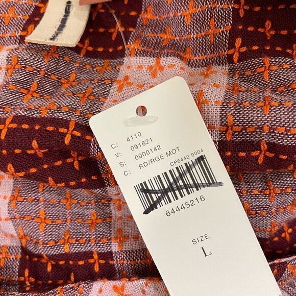 NWT Anthropologie Pilcro Deep-V Neck
Plaid Blouse Top Size L - Picture 10 of 10